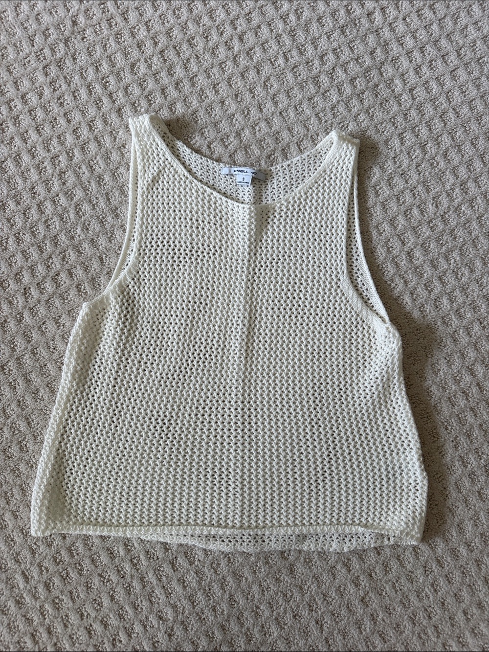 O'Neill Cream Open-Weave Crochet Tank
